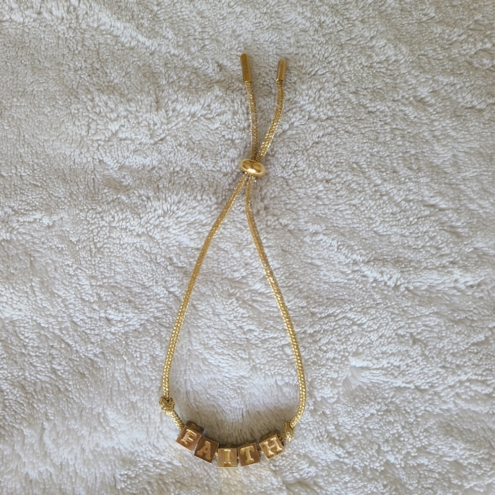INK+ALLOY Goldie Gold Lurex Cord Friendship Bracelet "Faith"
